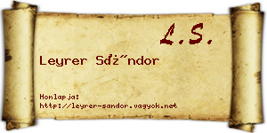 Leyrer Sándor névjegykártya